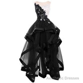 black lace appliques homecoming dresses elegant round collar sleeveless party dresses tulle high low homecoming dresses
